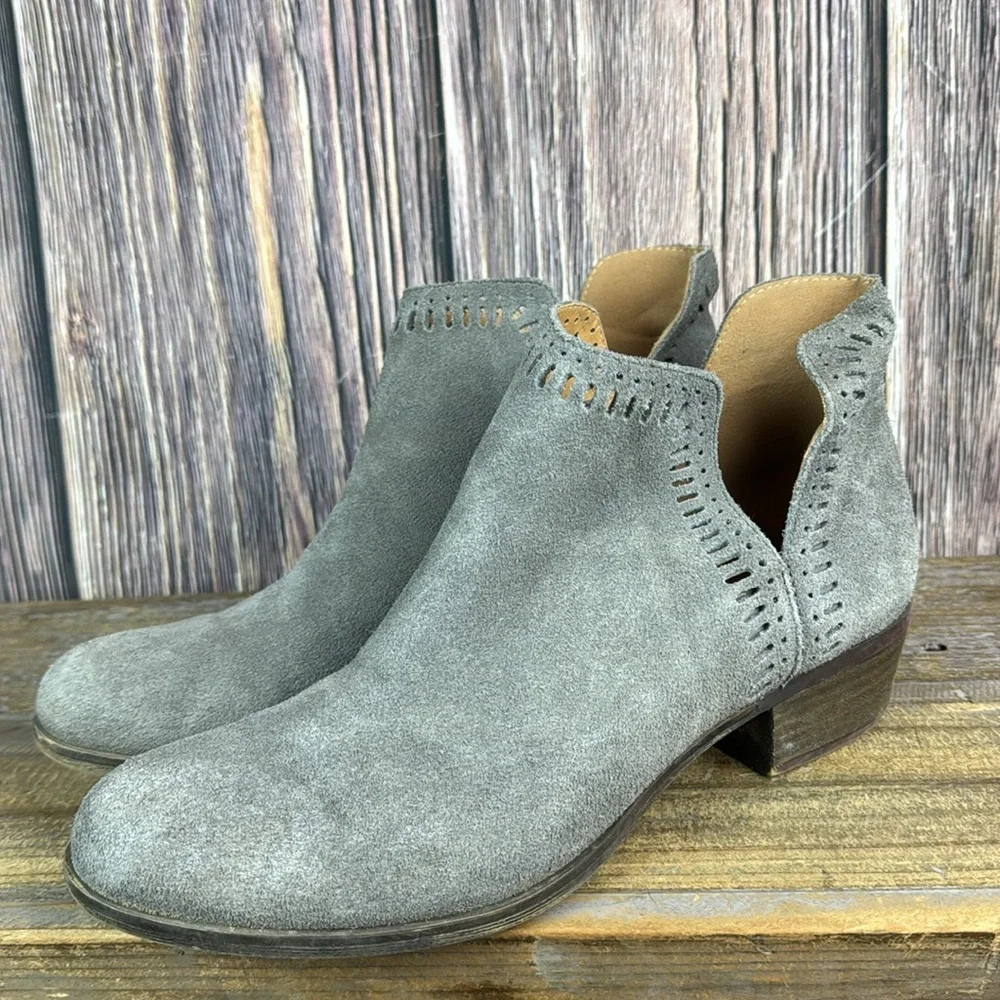 Lucky Brand Bustina Gray Leather Bootie- Size 9.5